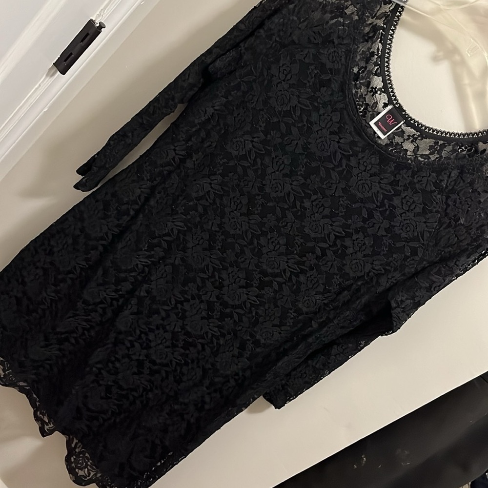 LIKE NEW 2X Black Wrapper Brand Long Sleeved Lace Dress Completely Lined!!! - Picture 5 of 8